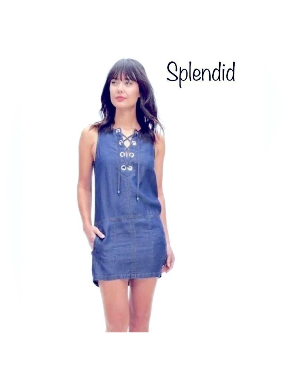 Splendid Indigo 100% Tencel Blue Dress with pockets size XS